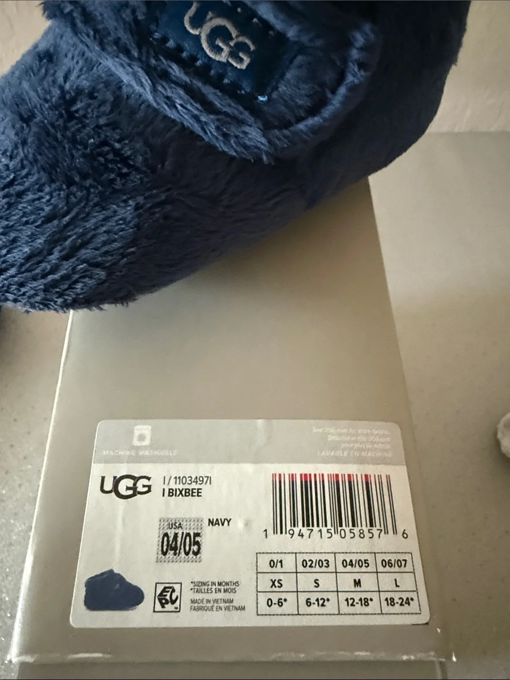 UGG Kids Navy Faux Fur Slipper Booties